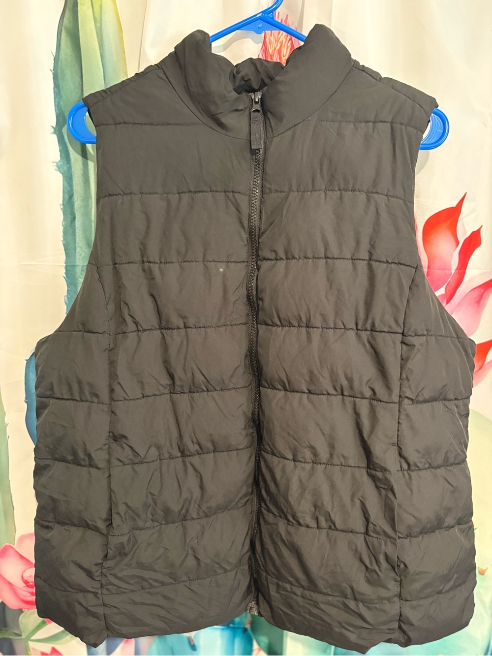 Dip Black Puffer Vest Full Zip Sleeveless Unisex Womens Size XL
